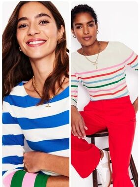Boden Ella Breton Long Sleeve Stripe Tee Bundle (Set of 2) - US 10